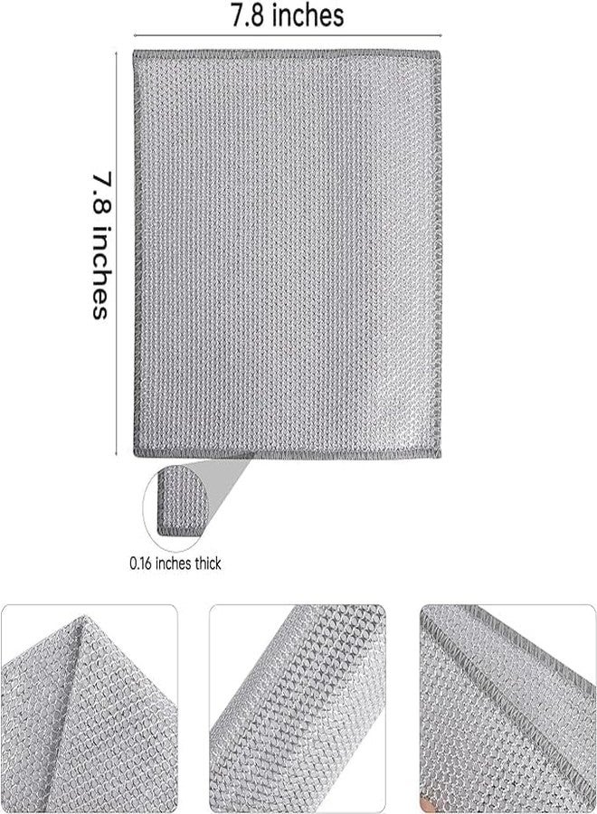 VIHLANATH Non Scratch Wire Dish Cloth (Pack of 10), Steel Scrubber for Utensils Cleaning, Multipurpose Wet and Dry Cleaning, Stainless-Steel Dish Wash Scrubber for Washing Dishes, Sinks, Counters - Image 2
